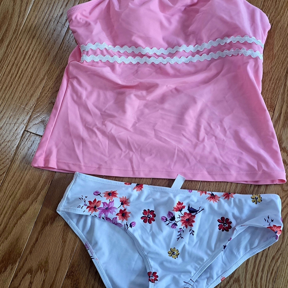 Pink and White Floral Bikini Set